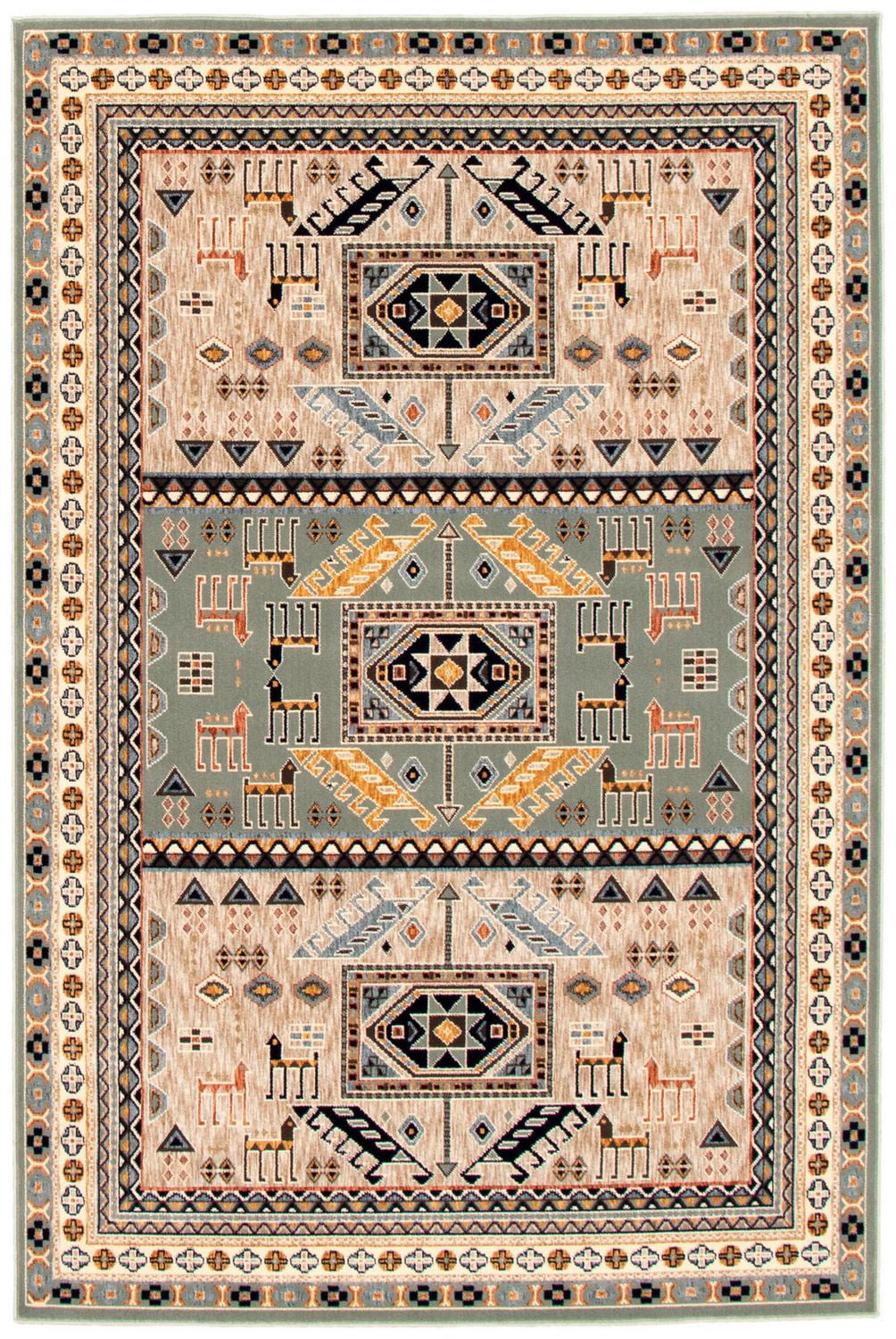 ECARPET Qashqai Teal Rug
