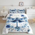 thumbnail image 2 of Erosebridal Dreamy Dragonfly Bedding Queen Comforter Set, Spring Blue Blossoms Down Comforter, Reversible 3-Piece, Reversible, 2 of 7