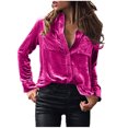 thumbnail image 1 of Qertyioot Chemise à Manches Longues en Velours pour Femmes Mode Hiver, 1 of 4