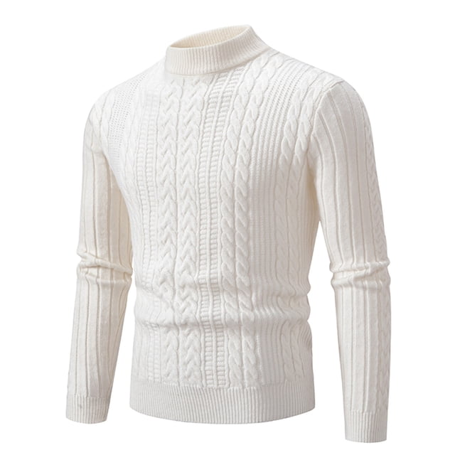 Weiqiqre Sweaters for Men Cable Knit Turtleneck Pullover Long Sleeve Twisted Fall WInter Thermal Jumper Sweaters