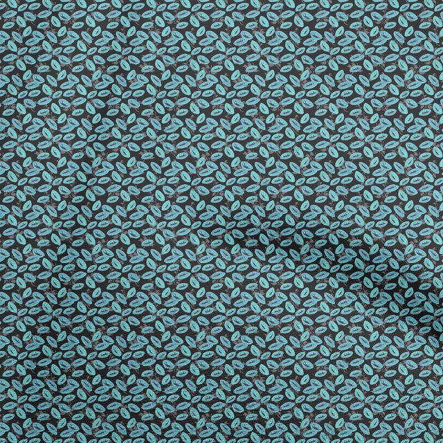 oneOone Cotton Silk Turquoise Blue Fabric Abstract Floral Sewing Craft Projects Fabric Prints By Yard 42 Inch Wide