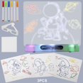 thumbnail image 2 of Bloc de Dessin Magique 3D Tableau Lumineux 3D Kit de Peinture de Traçage et de Dessin avec Support de Lampe LED Réutilisable Tableau de Peinture Magique 3D pour Enfants de 4 5 6 7 8 Ans, 2 of 5