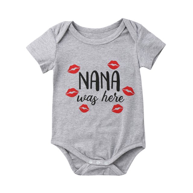 Xingqing Nouveau-Né Bébé Fille Garçon Lettres Manches Courtes Col Rond Fermeture à Boutons