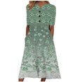 thumbnail image 1 of Pisexur Robe pour Femme Grande Taille, Portefeuille à Fleurs, Col en V, Fente, Ligne A, Manches Volantées, Évasée, Ceinturée, Robe Maxi, 1 of 5