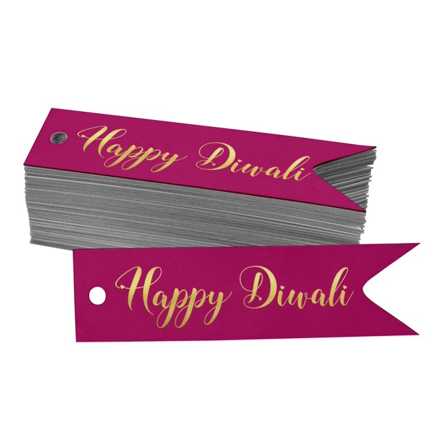Inkdotpot Gold Foil Paper Hang Tags Happy Diwali Favor Tags 50 Pieces
