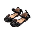thumbnail image 1 of Girls Rhinestone Bow Dress Shoes, Sparkly Sequins Ballet Flats for Wedding Party, Adjustable Strap Princess Mary Janes Sandals, 1 of 5