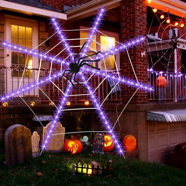 Dvkptbk Halloween Spider Horror Halloween Web LED Lighting Modes Halloween Festival Theme Decoration Prop 12FT,for Halloween Decorations Indoor Outdoor Yard Garden Party 23.62in Spider on Clearance