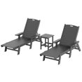 thumbnail image 1 of Bayport Ensemble de 3 Pcs de Chaises Longues/table Inclinables en Plastique HDPE pour Extérieur Gris, 1 of 5