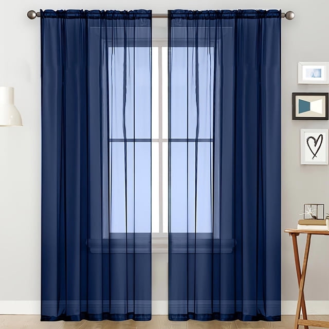 ZENGHUIJ Solid-Color Double-String Polyester Curtain Sheers Semi-Sheer Curtains Rod-Pocket Style Semi-Sheer Curtains