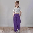 thumbnail image 1 of PMVFHDE Kids Pants Medium And Large Children Casual Girls Solid Color Drawstring Sweatpants,Purple,9-10 Years, 1 of 6