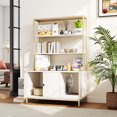 thumbnail image 4 of Gymax 57'' Cat Litter Box Enclosure w/ Storage 2-tier Shelves Removable Scratcher White, 4 of 10