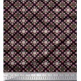 thumbnail image 1 of Soimoi Black Cotton Cambric Fabric Aster & Roses Damask Print Sewing Fabric Yard 42 Inch Wide, 1 of 5