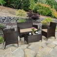 thumbnail image 3 of Patiojoy 4-Piece Patio Rattan Wicker Furniture Set Sofa Chair Table Set w/ Mix Brown Cushions, 3 of 8