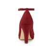 thumbnail image 2 of BLISSFUL STEP Chaussures pour Femmes Bout Rond Talon Aiguille Bride à la Cheville Escarpins Rouges 9,5, 2 of 7
