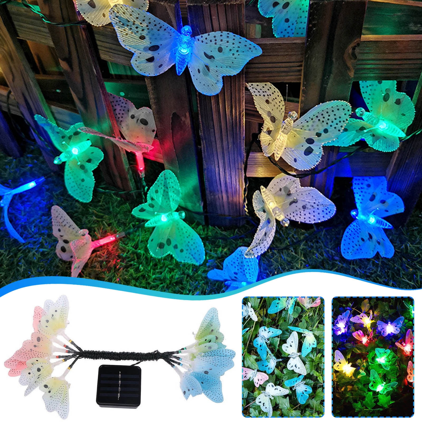 Chmadoxn Garden Light Solar Powered 12LED ButterflyFairy String Light Lamp Outdoor Garden Decoration Garden Light Plug Lamp 3.8M solar lights