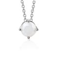 thumbnail image 1 of Pendentif Collier Solitaire Flottant en Argent Sterling pour Filles Opale Blanche Simulée, 1 of 6