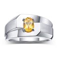 thumbnail image 1 of RYLOS Men's Rings Sterling Silver Ring Classic Solitaire 7X5MM Oval Shape Gemstone Designer Band Citrine November Birthstone Rings For Men Size 9, 1 of 5