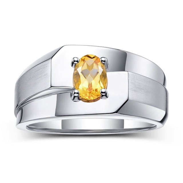 RYLOS Men's Rings Sterling Silver Ring Classic Solitaire 7X5MM Oval Shape Gemstone Designer Band Citrine November Birthstone Rings For Men Size 9