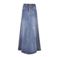 thumbnail image 1 of Kcodviy Women's Retro Exposure Button Skirt with Pockets Fly Packaged Hip A Slit Skirt High Waist Line Maxi Long Denim Ruffle Skirt, 1 of 3