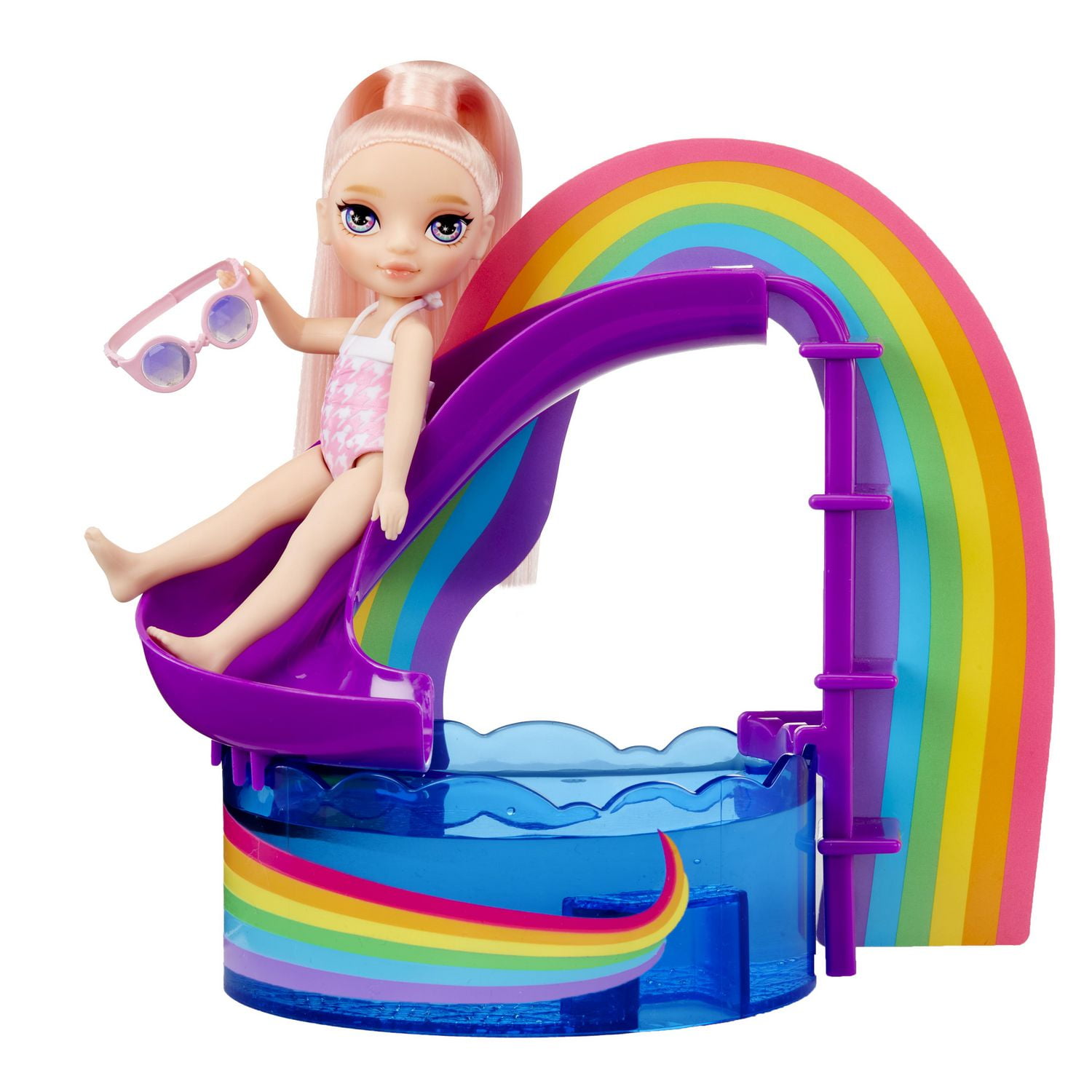 Jeu Journée piscine Rainbow High Littles + petite poupée (rose de 5,5 po (14 cm))