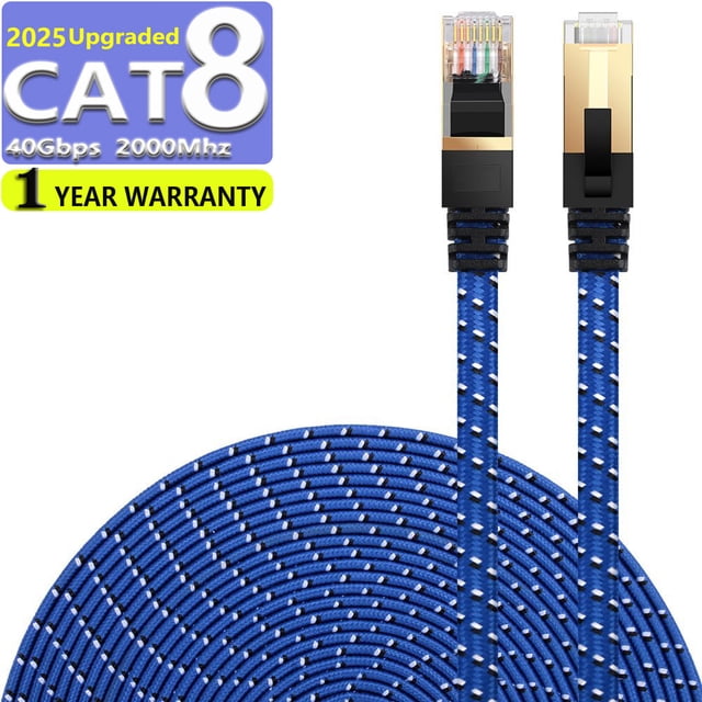 CAT8 Ethernet Cable 1m High Speed Nylon LAN Network Patch Cat8 Cable 40Gbps 2000Mhz SFTP LAN Wires RJ45