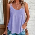 thumbnail image 2 of Mrat Débardeurs d'Été pour Femmes Mode Femmes Décontracté Broderie Col Rond Bretelles Gilets Sans Manches T-Shirt Hauts d'Été Débardeurs d'Été pour Femmes P-20 Violet 5TG, 2 of 6