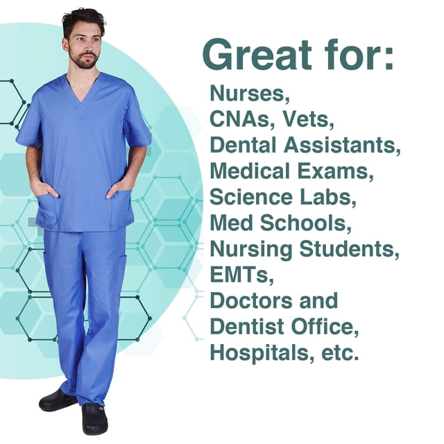 M&M SCRUBS Men's Scrub Set Medical Scrub Top and Pants