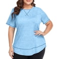 thumbnail image 1 of Timegard Womens Tops Plus Size Drop Shoulder Short Sleeve Blouse Casual Crewneck Loose Tops Summer, 1 of 5
