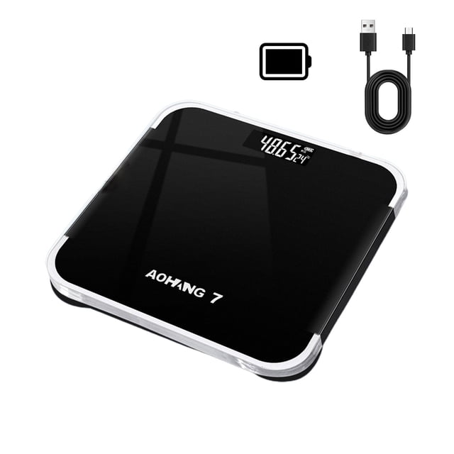 Rechargeable Digital Scale, Body Weight Scale with High-Definition LCD Display, Tempered Glass Electronic Scale for Home, Gym, and Travel Use