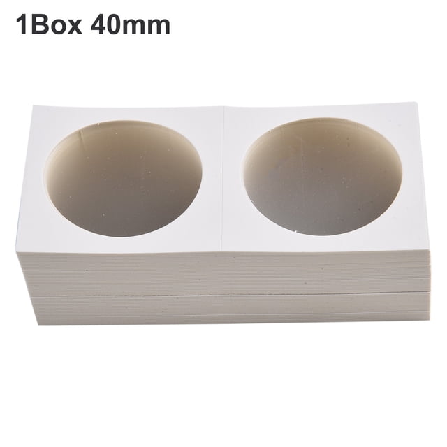 LEFU Coin Collection Storage Box Set - 12 Sizes Cardboard Holders Optional for Stamps & Coins, White Square Protective Cases, 50 Sheets per Box, Ideal for Collectors