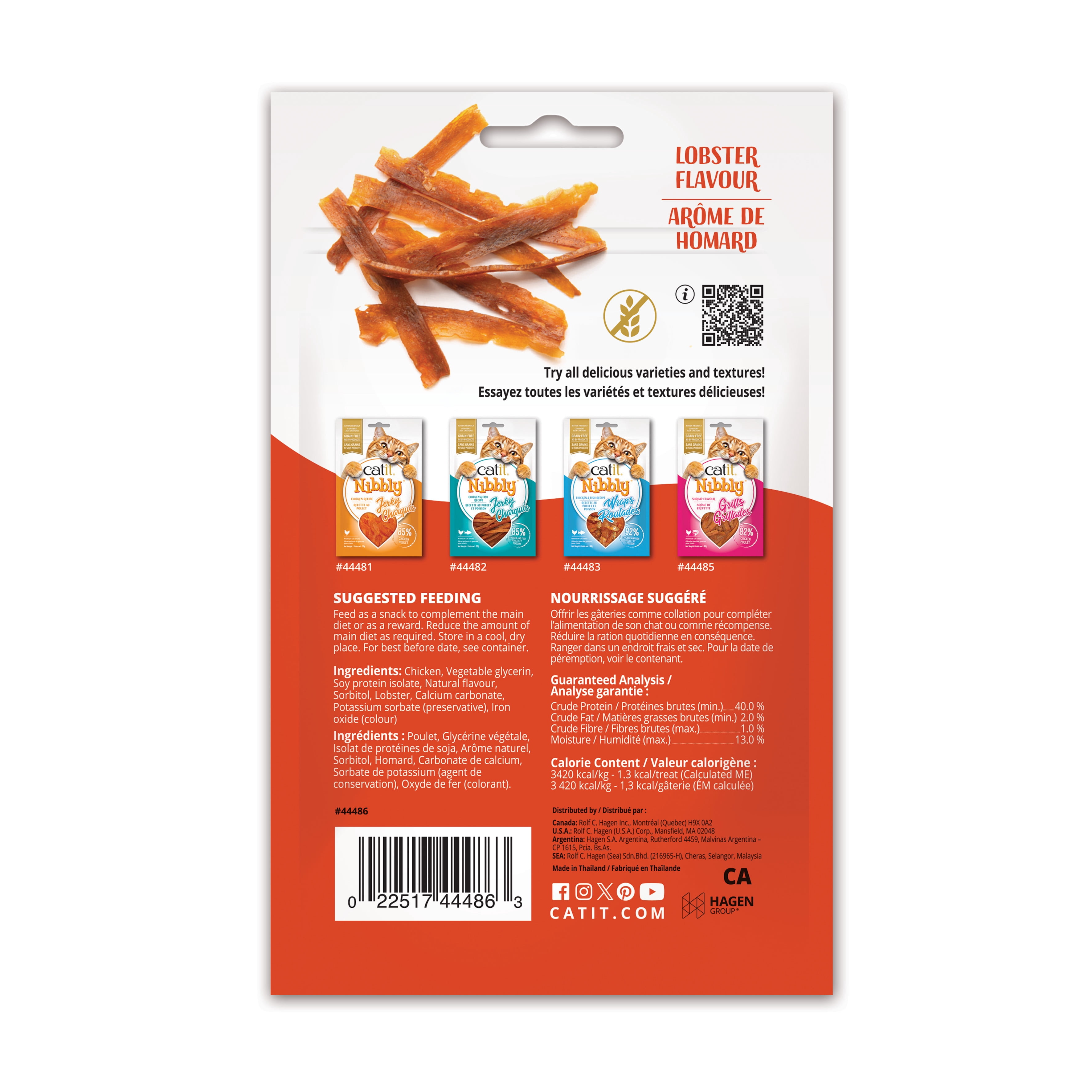 Catit Nibbly Grillades Gâteries pour Chats Arôme de Poulet et de Homard, 30g