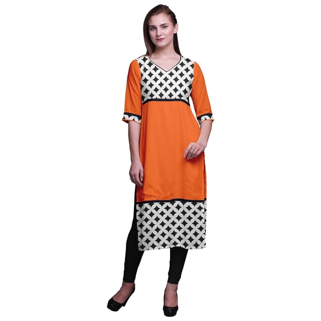 Bimba Printed Straight Kurtis For Women Panel Kurta Summer Tunic