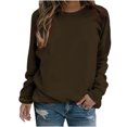 thumbnail image 1 of Yuyuzo 2025 Automne Chandail Sport Uni pour Femme Décontracté Ample à Col Rond Raglan à Manches Longues Chandail Tunique Hauts Brun A1, 1 of 5