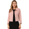 thumbnail image 1 of INSPIRE CHIC Women's Elegant Button Down Point Collar Short Bomber Jacket, 1 of 6