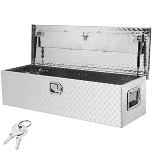 VEVOR Heavy Duty Aluminum Truck Bed Tool Box, Diamond Plate Tool Box with Side Handle and Lock Keys, 39"x13"x10", Silver
