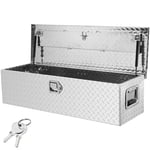 VEVOR Heavy Duty Aluminum Truck Bed Tool Box, Diamond Plate Tool Box with Side Handle and Lock Keys, 39"x13"x10", Silver