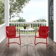 thumbnail image 3 of Crosley Furniture Bates Ensemble Bistro d'Extérieur en Métal 3 Pcs, Fini Rouge Vif Lustré, 3 of 8