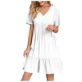 thumbnail image 1 of Yuyuzo Tenue de Robe Formelle pour Femmes Élégante à Manches Courtes Robe de Plage Robe Cocktail à Volants Soirée Bal Robe Courte, 1 of 7