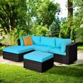 thumbnail image 1 of Gymax Ensemble de Conversation de Patio en Rotin 5 Pcs Ensemble de Meubles d'Extérieur avec Coussin Ottoman, 1 of 10