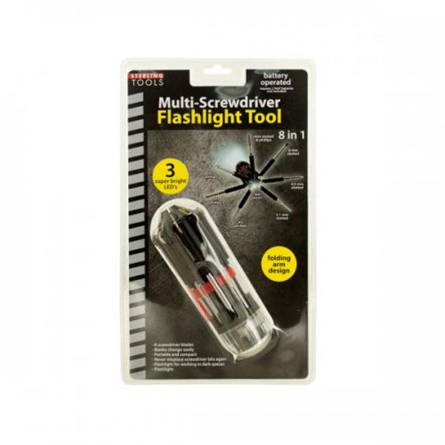 Sterling OF807 8-en-1 Outil de Lampe de Poche Multi-Visseuse - Transparent&44; Noir&44; Rouge&44; Argent