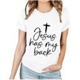 thumbnail image 2 of EGNMCR Chandail de Pâques Chemises pour Femmes Imprimé de Pâques Lettrage de Pâques pour Femmes Imprimé Col Rond Haut à Manches Courtes Haut/chemise à Manches Courtes à Col Rond T-Shirts pour Femmes, 2 of 5