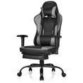 thumbnail image 4 of Gymax Chaise de Jeu de Massage Chaise de Course pour Ordinateur Chaise de Travail Inclinable avec Repose-Pieds Gris, 4 of 10