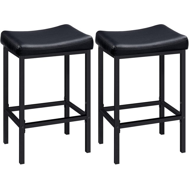 HOOBRO Bar Stools, Set of 2 Bar Chairs, Counter Height Stools, Saddle Stools with Curved Surface, Kitchen Stools, 63 cm, 6 cm Thick Upholstery, for Kitchen, Dining Room,