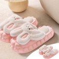thumbnail image 2 of Womens Furry Slippers Plush Lining Cute Rabbit Removable Memory Foam Thick Bottom Soft Sole Comfortable Non-Slip Warm Winter Home Slippers Pink-02, 2 of 6