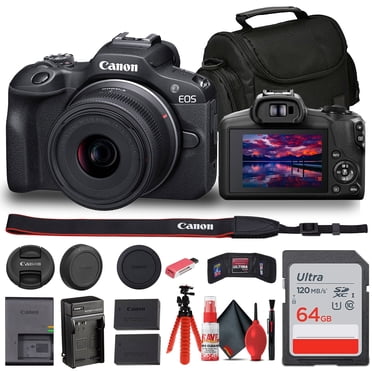 Canon EOS R100 Appareil Photo Sans Miroir avec Objectif 18-45mm Neuf (6052C012) + Sac + Carte 64 Go + Batterie LPE17 + Bien Plus (Modèle International)