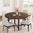 thumbnail image 1 of 47 in Round Dining Table, Industrial Dinner Table for 4 to 6, Wooden Kitchen Table with Sturdy Metal Frame & Rustic Brown Finish, Circle Kitchen Table for Dining Room, Kitchen （No Chairs）, 1 of 8
