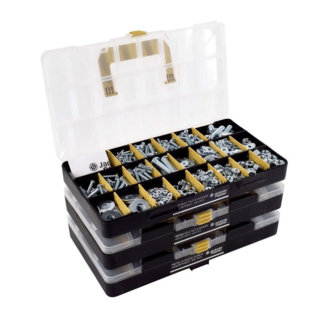JACKSON PALMER Kit d'Assortiment de Matériel 1700 Pcs avec Vis, Écrous, Boulons et Rondelles (3 Plateaux)