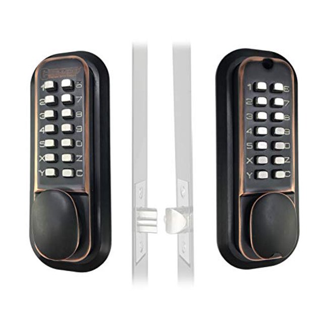 Mechanical Keyless Combination Latch Door Lock with Double Keypads for Gates, Fences, Windows - No Battery No Power Needed (Oil Rubbed Bronze) - Not a Deadbolt