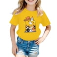 thumbnail image 1 of HNMKIU T-Shirt d'Été Décontracté pour Filles avec Imprimé Graphique Mignon, Col Rond, Manches Courtes, T-Shirt Confortable pour Enfants Jaune, 3-4 Ans, 1 of 4
