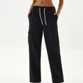 thumbnail image 2 of zbxnLI Womens Cargo Sweatpants Drawstring Elastic Waist Jogging Pants Athletic Running Pants Multi-pockets, 2 of 5